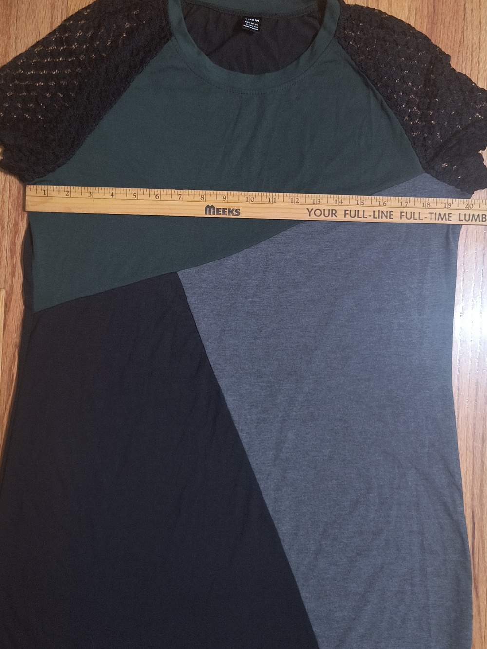 3/$10⭐ Shein color block t-shirt dress, women's large, green, gray, black - Picture 6 of 12